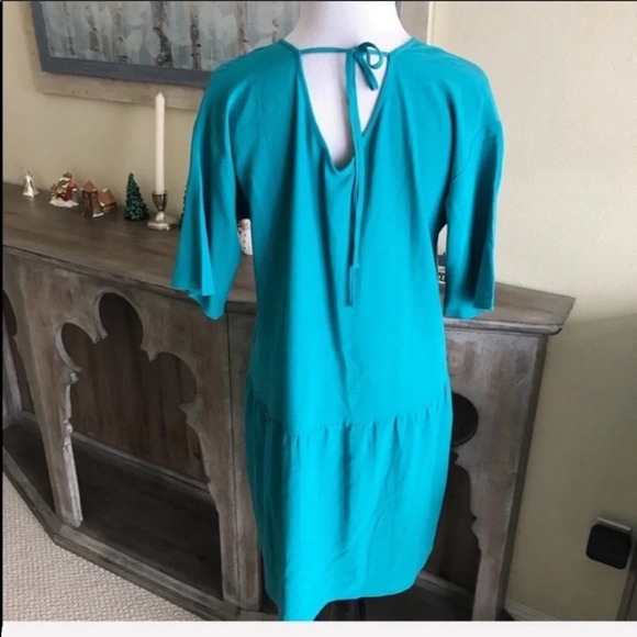 New Eileen Fisher V-Neck Short Dress Turquoise NWT Petite Minimalist Women Small - Picture 7 of 9